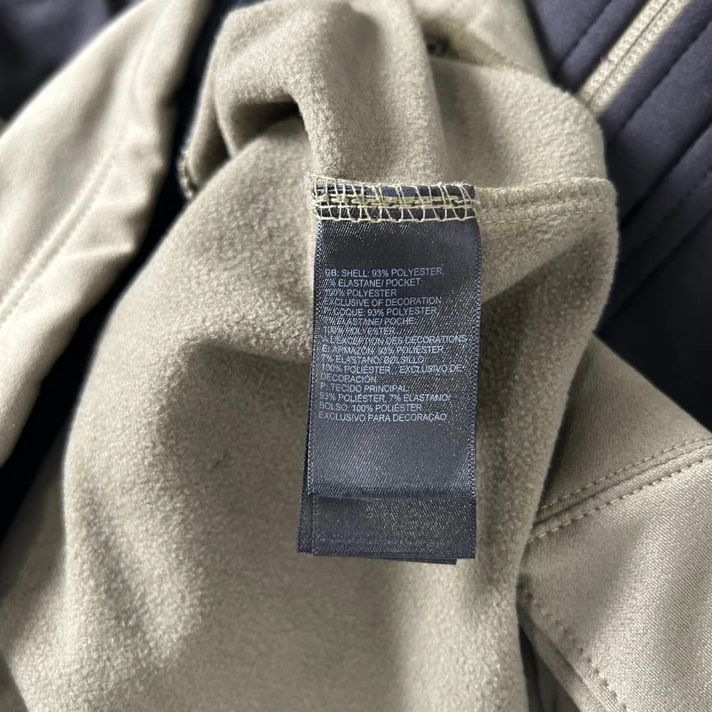 The North Face‎ Softshell Jacket Mens XL Olive Green Black Full Zip Fleece Lined